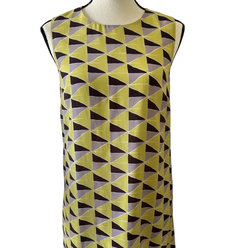 Missoni Silk Geometric Sleeveless Dress in Yellow and Purple Size XS/S